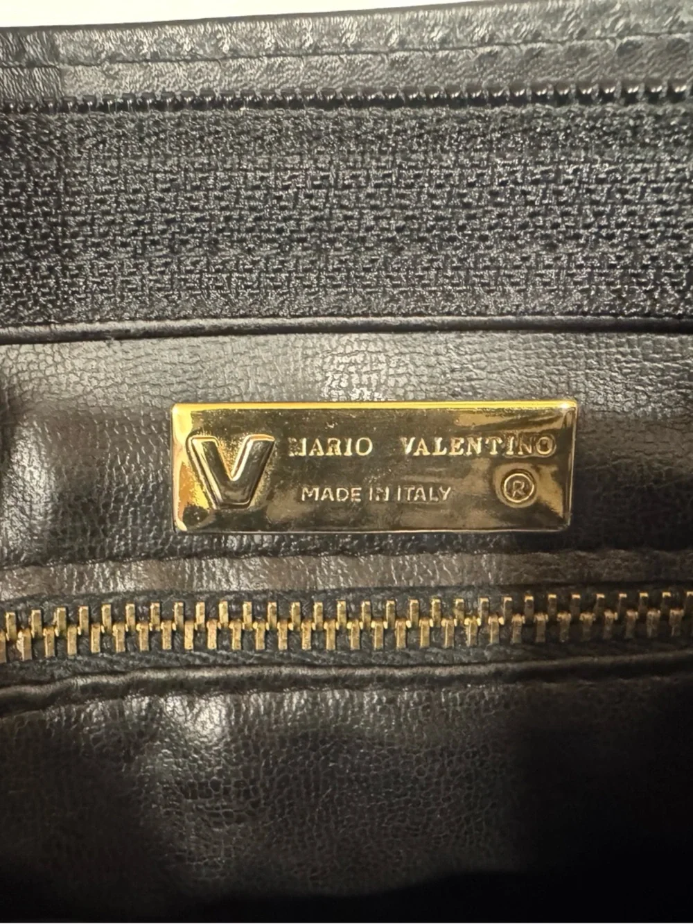 Authentic Vintage Valentino Black Leather Toiletry Bag with Gold V Accent - Picture 10 of 15